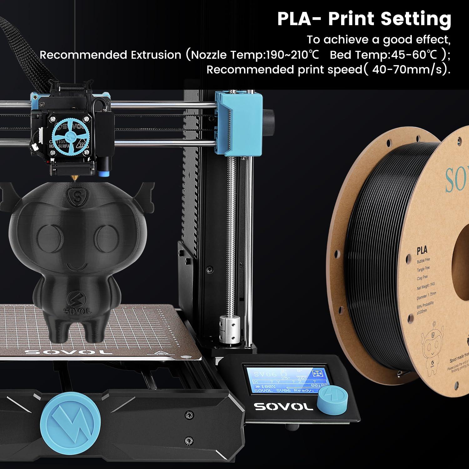 Sovol Black/White/Gray/Blue PLA 3D Printing Filament 2KG Cardboard Spool (4.4lbs)