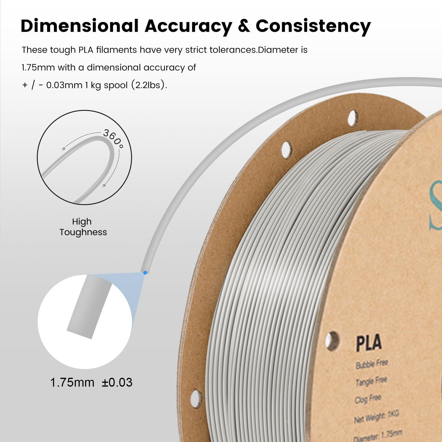 Sovol Black/White/Gray/Blue PLA 3D Printing Filament 2KG Cardboard Spool (4.4lbs)