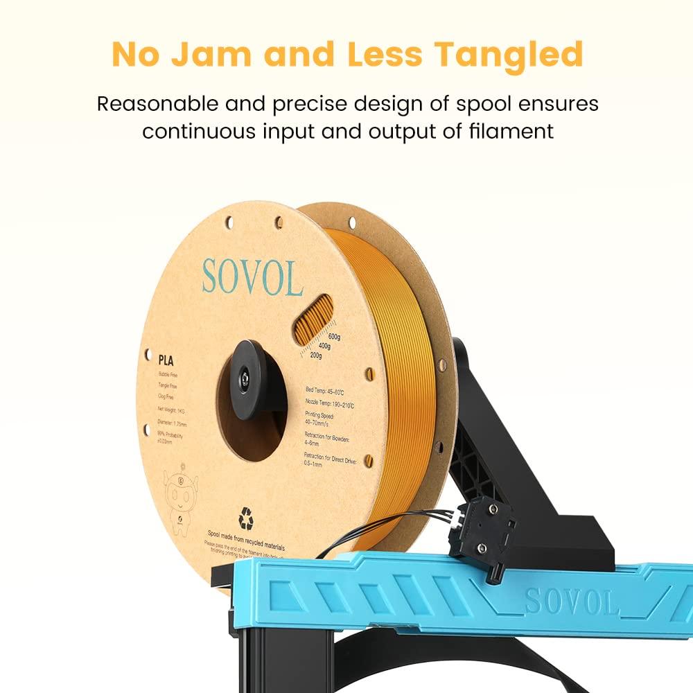 Sovol Silk PLA 3D Printing Filament Single/Dual/Tri/Rainbow Colors 1.75mm Material From the US
