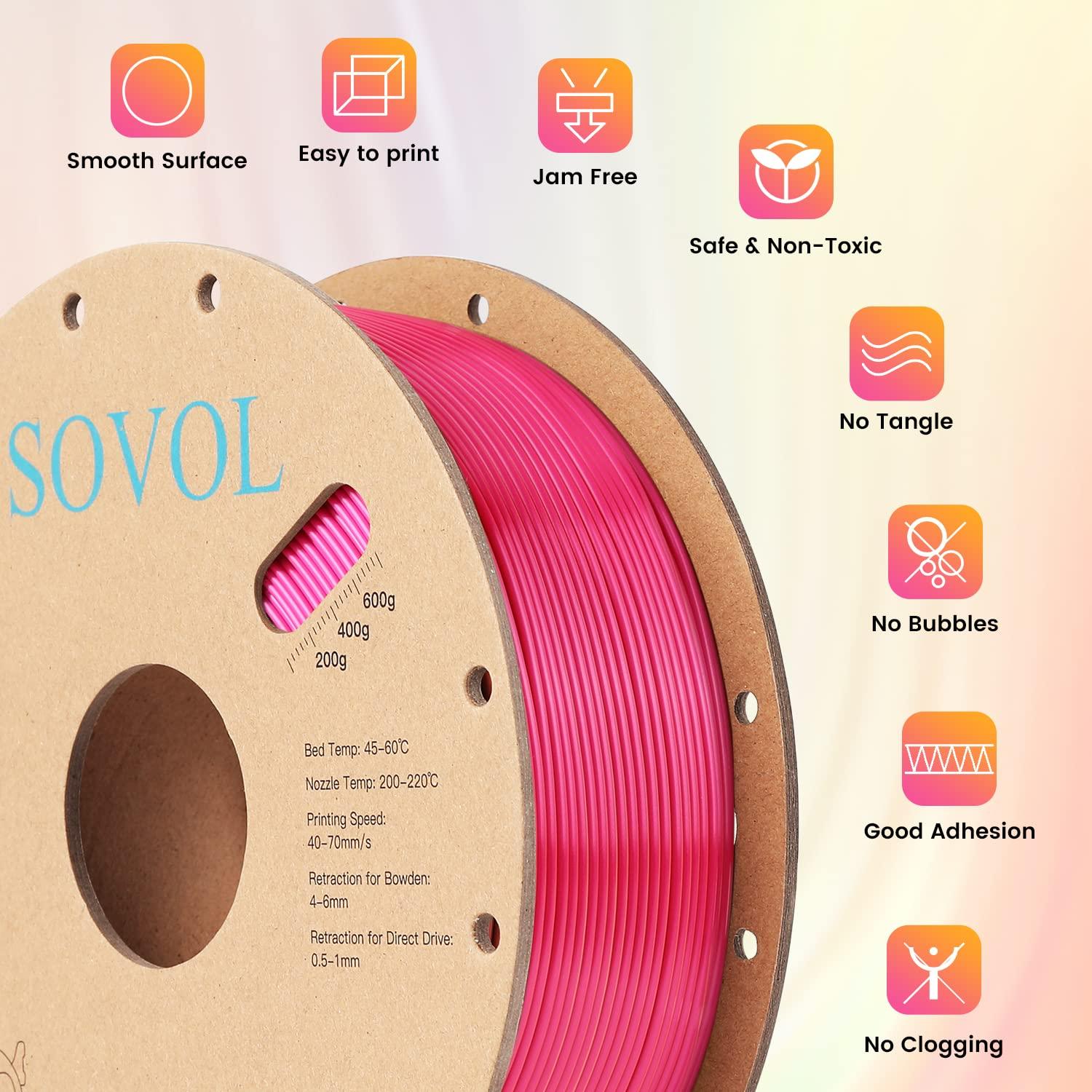 Sovol Silk PLA 3D Printing Filament Single/Dual/Tri/Rainbow Colors 1.75mm Material From the US