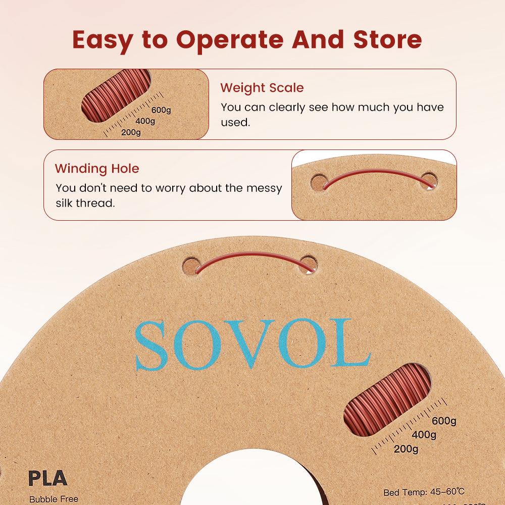 Sovol Silk PLA 3D Printing Filament Single/Dual/Tri/Rainbow Colors 1.75mm Material From the US