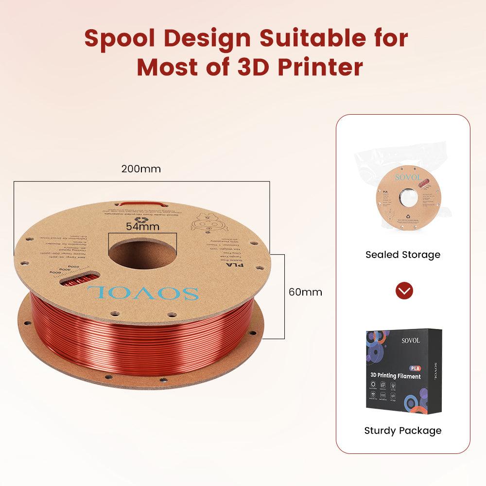 Sovol Silk PLA 3D Printing Filament Single/Dual/Tri/Rainbow Colors 1.75mm Material From the US
