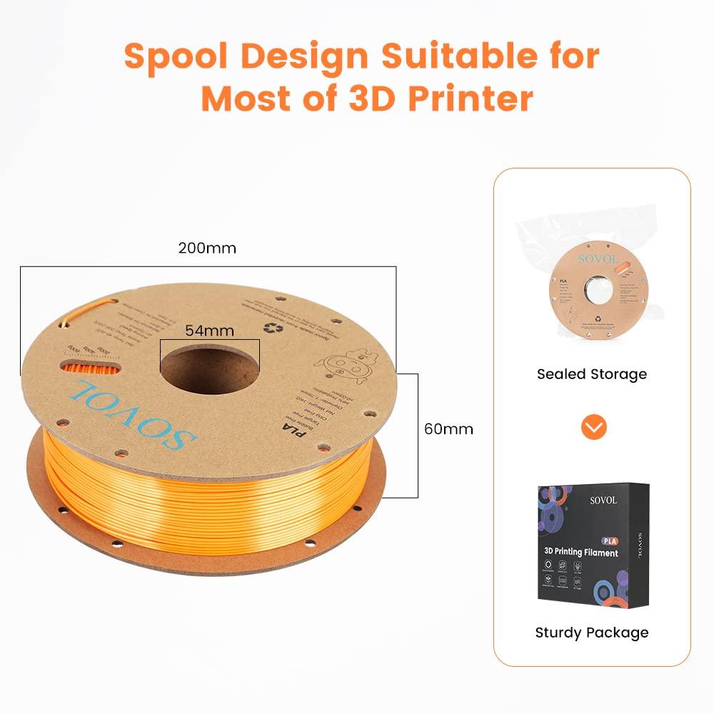 Sovol Silk PLA 3D Printing Filament Single/Dual/Tri/Rainbow Colors 1.75mm Material From the US