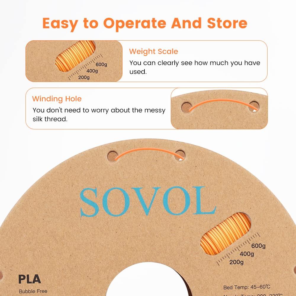 Sovol Silk PLA 3D Printing Filament Single/Dual/Tri/Rainbow Colors 1.75mm Material From the US