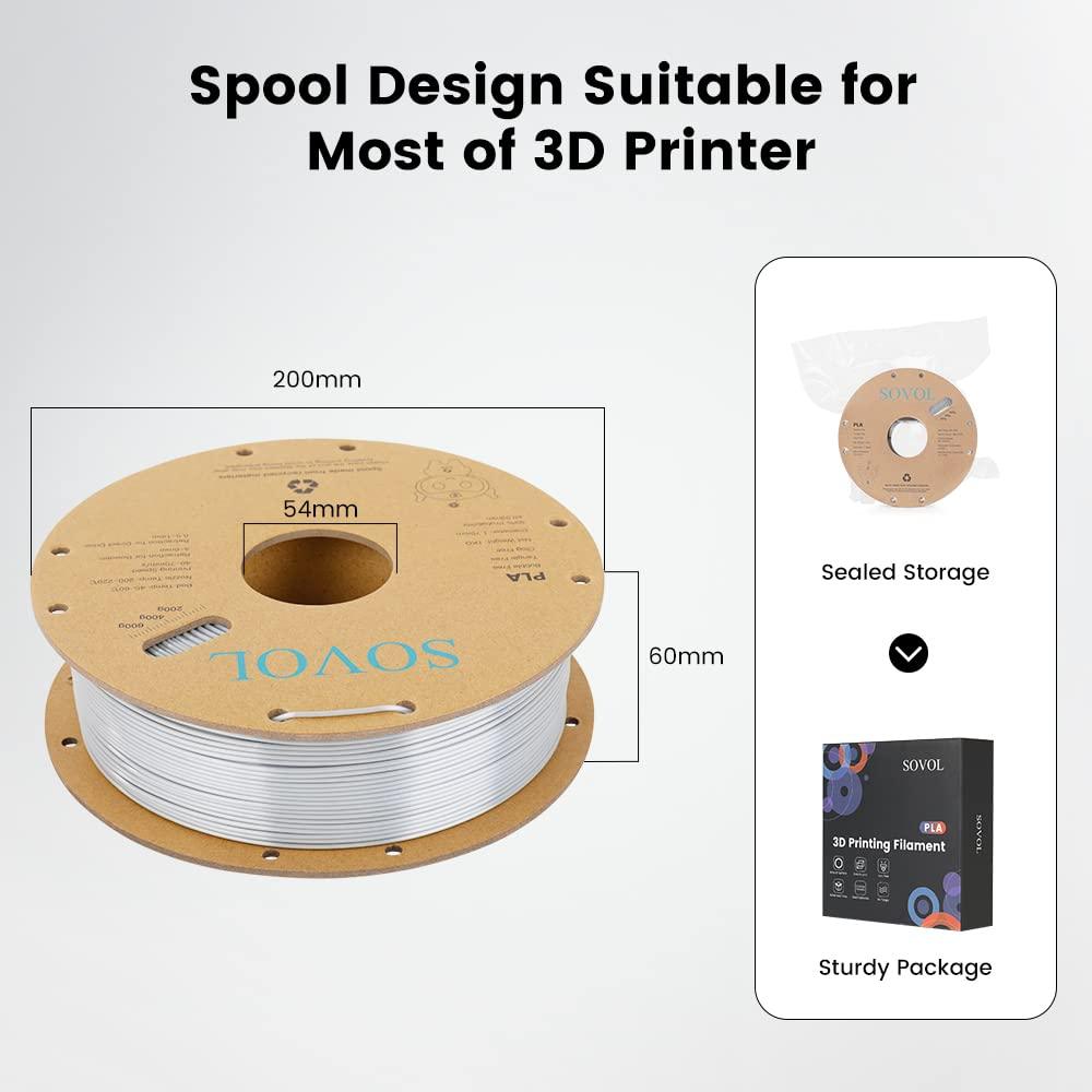 Sovol Silk PLA 3D Printing Filament Single/Dual/Tri/Rainbow Colors 1.75mm Material From the US