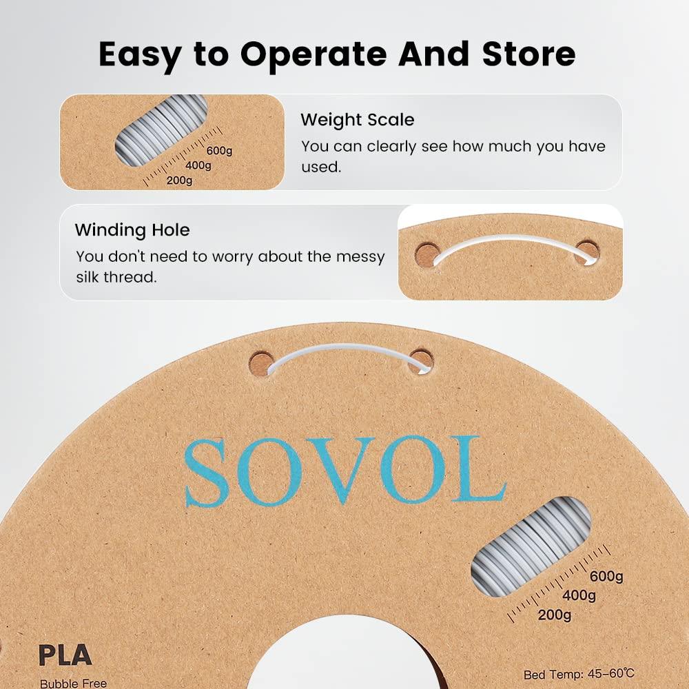 Sovol Silk PLA 3D Printing Filament Single/Dual/Tri/Rainbow Colors 1.75mm Material From the US
