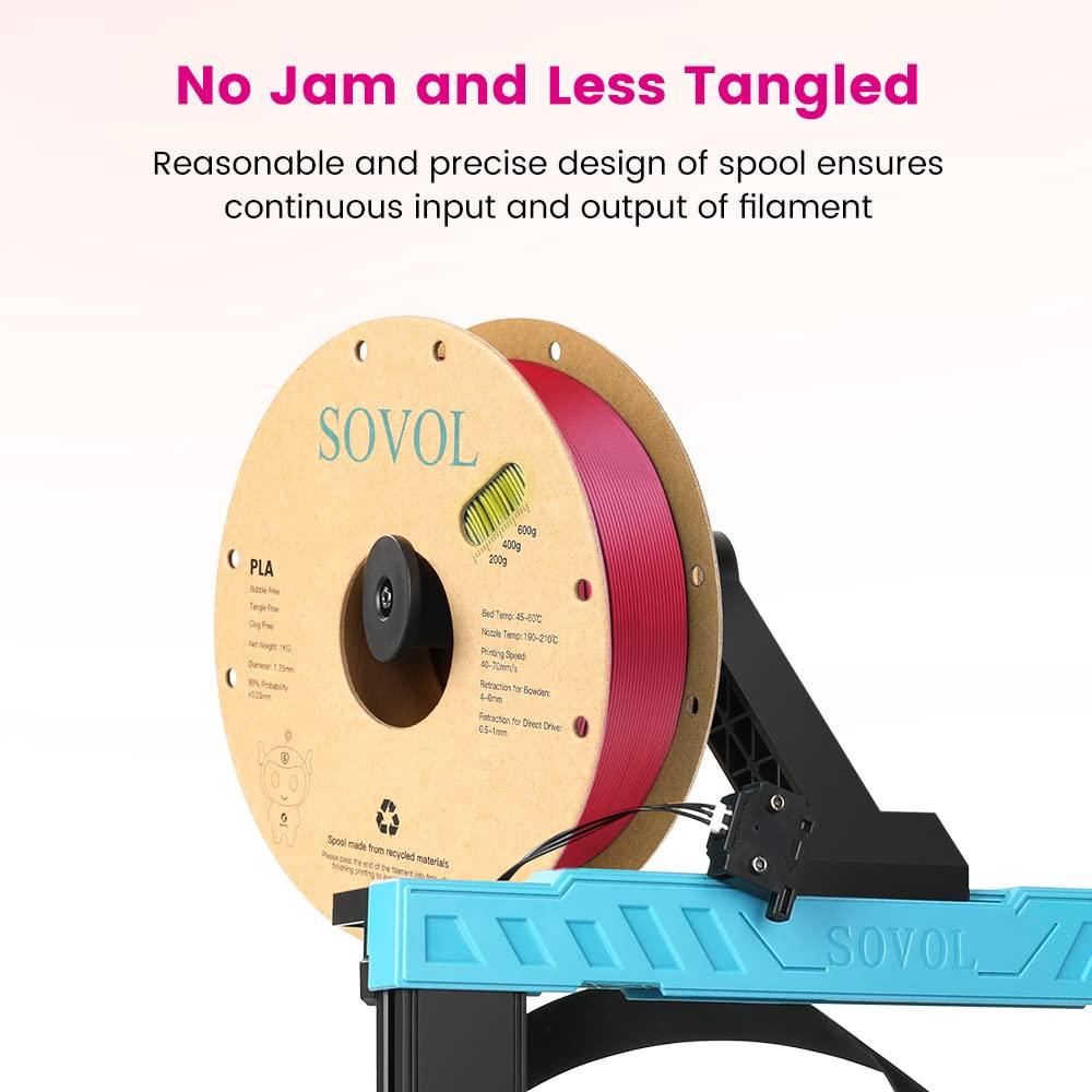 Sovol Silk PLA 3D Printing Filament Single/Dual/Tri/Rainbow Colors 1.75mm Material From the US