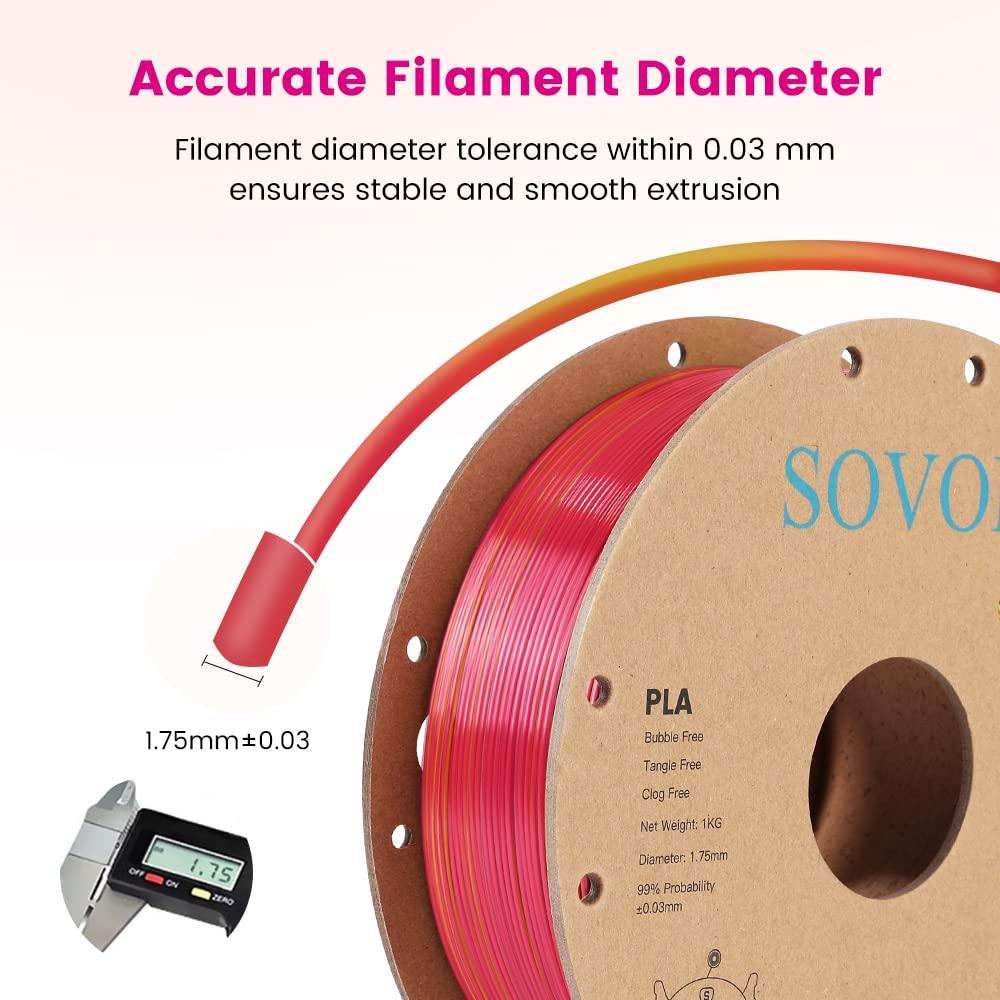 Sovol Silk PLA 3D Printing Filament Single/Dual/Tri/Rainbow Colors 1.75mm Material From the US