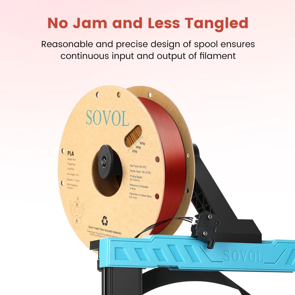 Sovol Silk PLA 3D Printing Filament Single/Dual/Tri/Rainbow Colors 1.75mm Material From the US