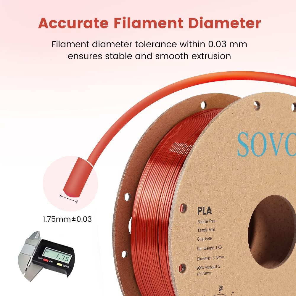 Sovol Silk PLA 3D Printing Filament Single/Dual/Tri/Rainbow Colors 1.75mm Material From the US