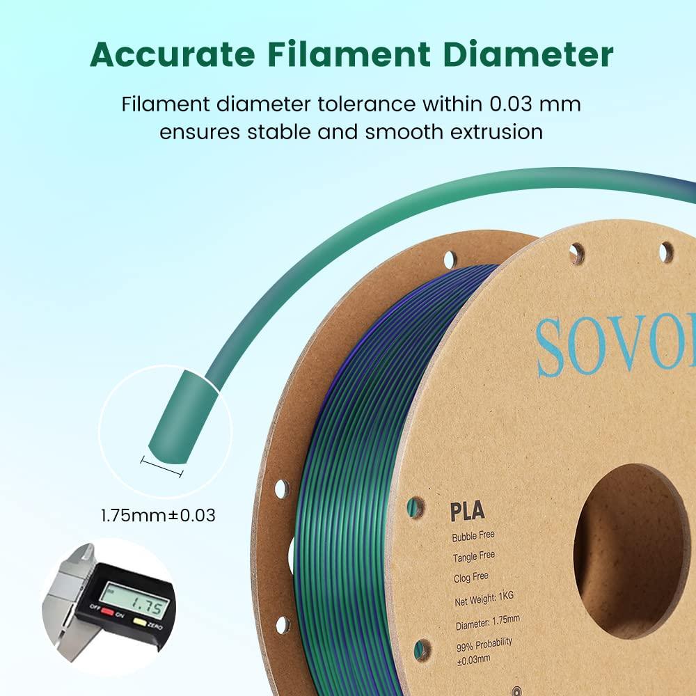 Sovol Silk PLA 3D Printing Filament Single/Dual/Tri/Rainbow Colors 1.75mm Material From the US