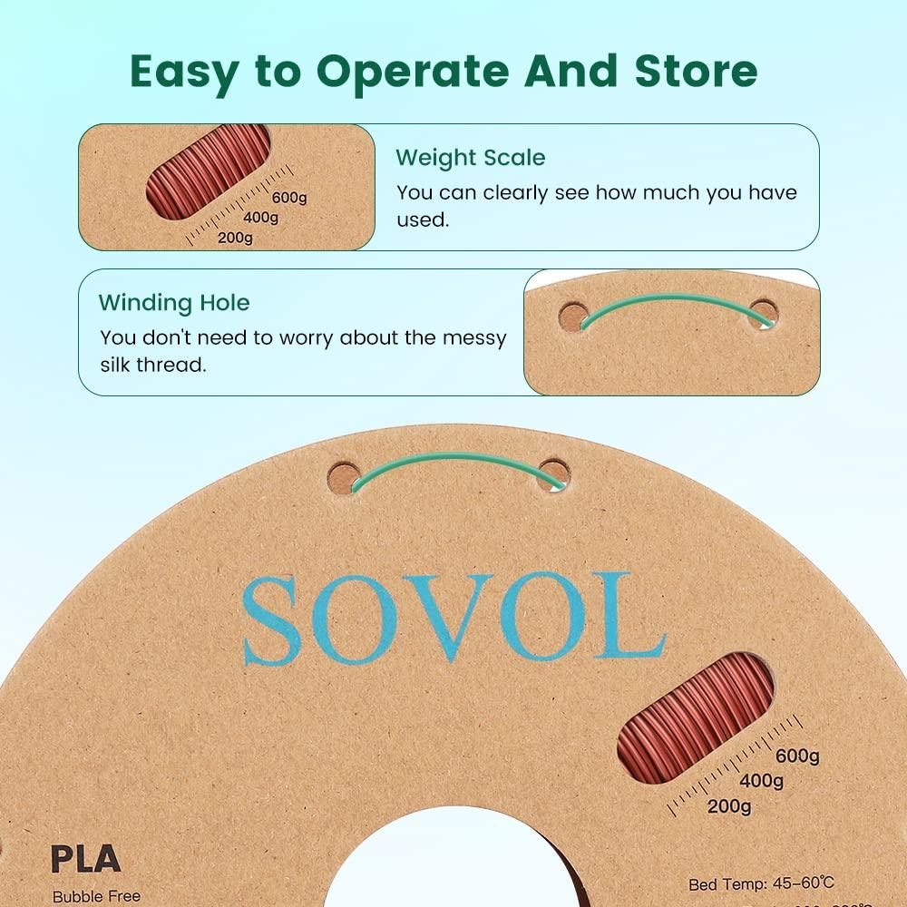 Sovol Silk PLA 3D Printing Filament Single/Dual/Tri/Rainbow Colors 1.75mm Material From the US