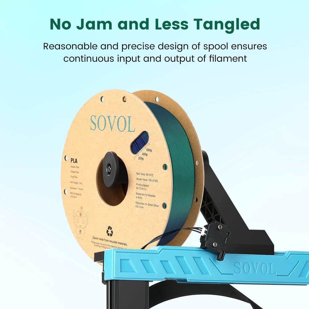Sovol Silk PLA 3D Printing Filament Single/Dual/Tri/Rainbow Colors 1.75mm Material From the US