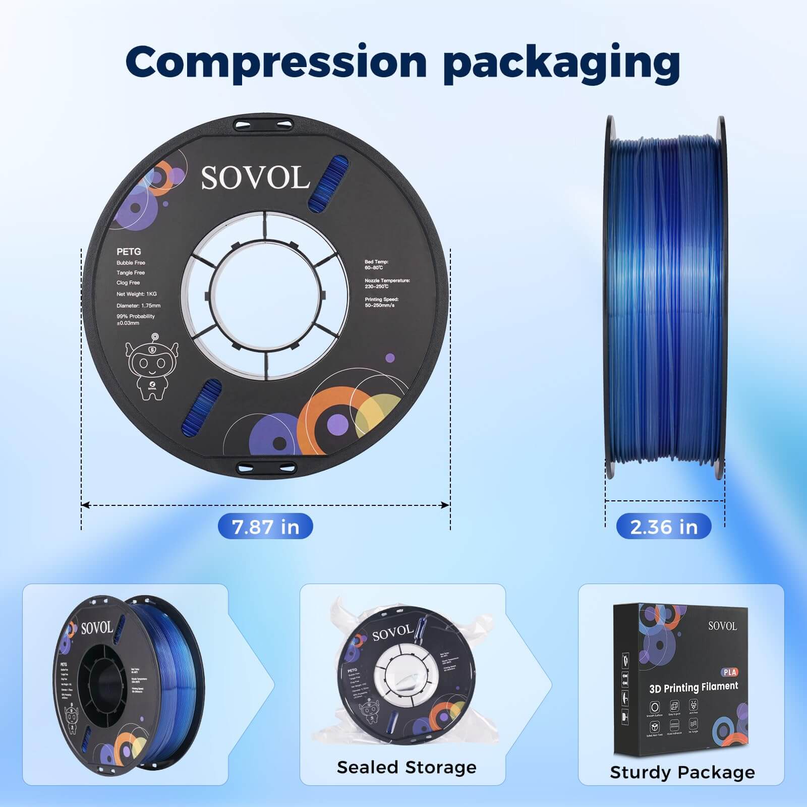 Sovol PETG 3D Filaments Gradient Blue