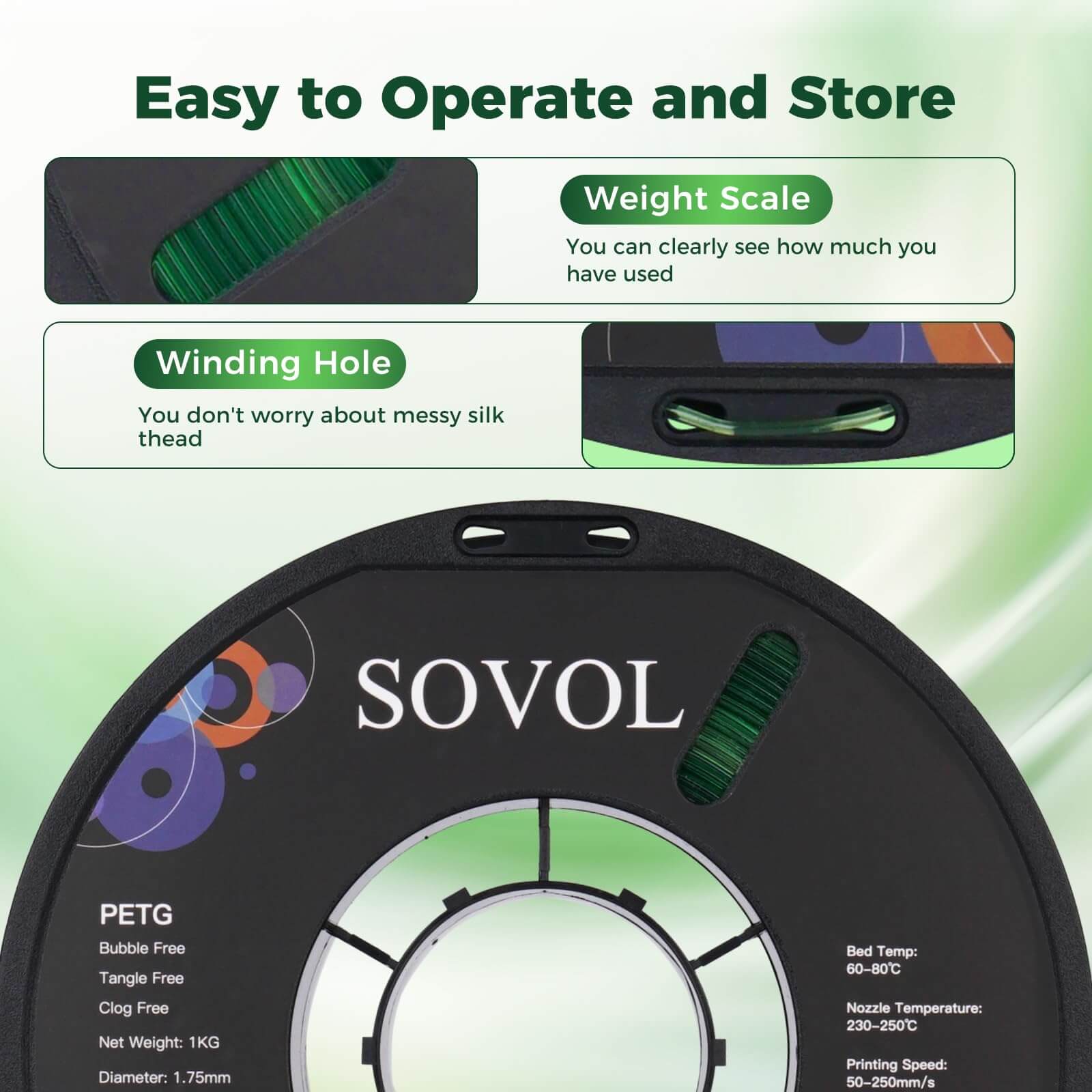 Sovol PETG 3D Filaments Gradient Green