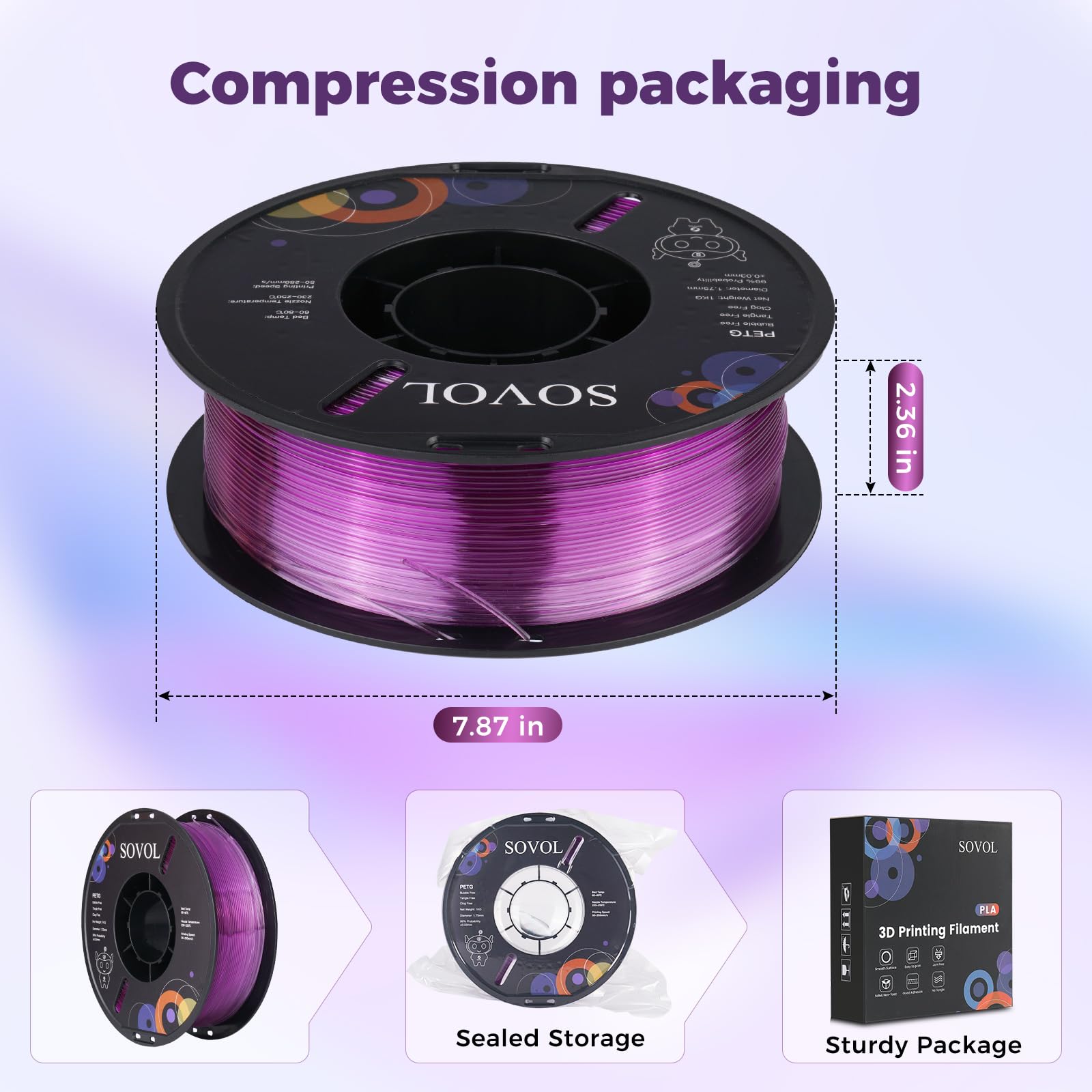 Sovol PETG 3D Filaments Gradient Purple