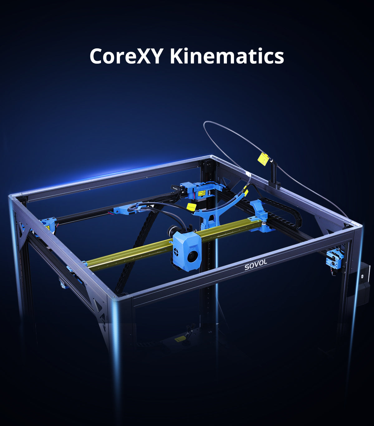 SOVOL SV08 MAX CoreXY motion system — minimal moving mass, reduced vibration, unmatched precision at high speeds