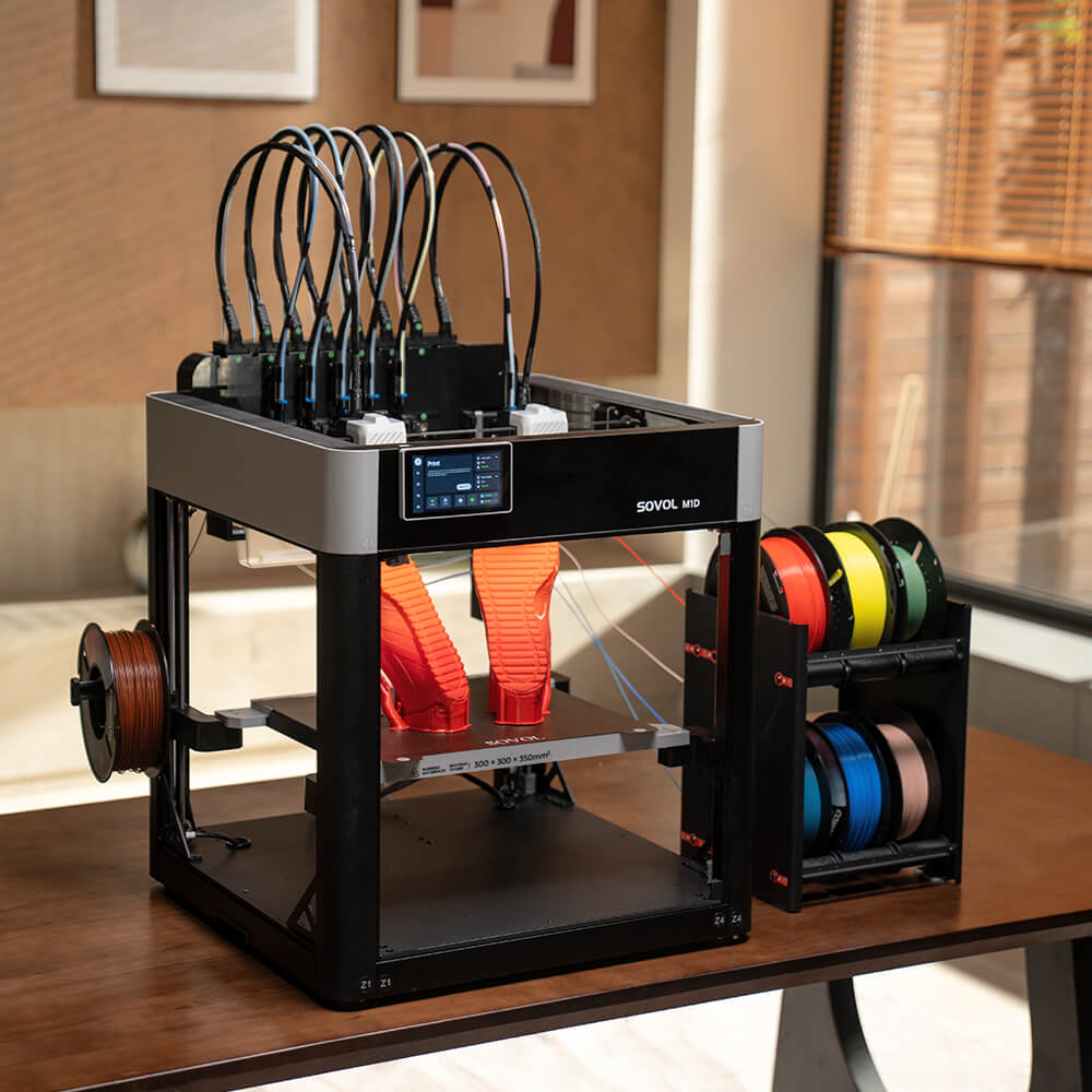 Sovol M1D 3D printer creating a multi-color print