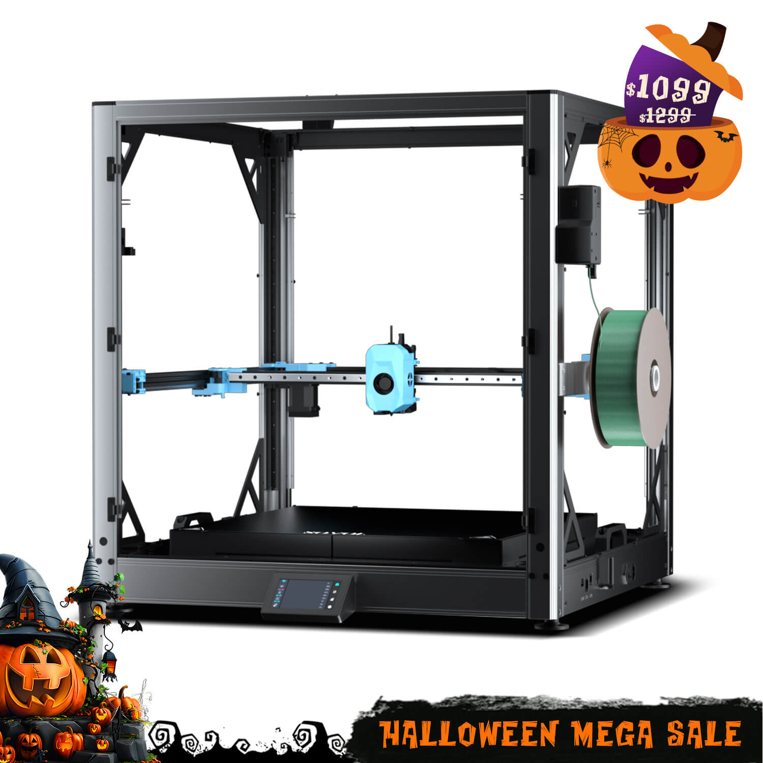 The large-format Sovol SV08 Max 3D printer shown on sale for Halloween.