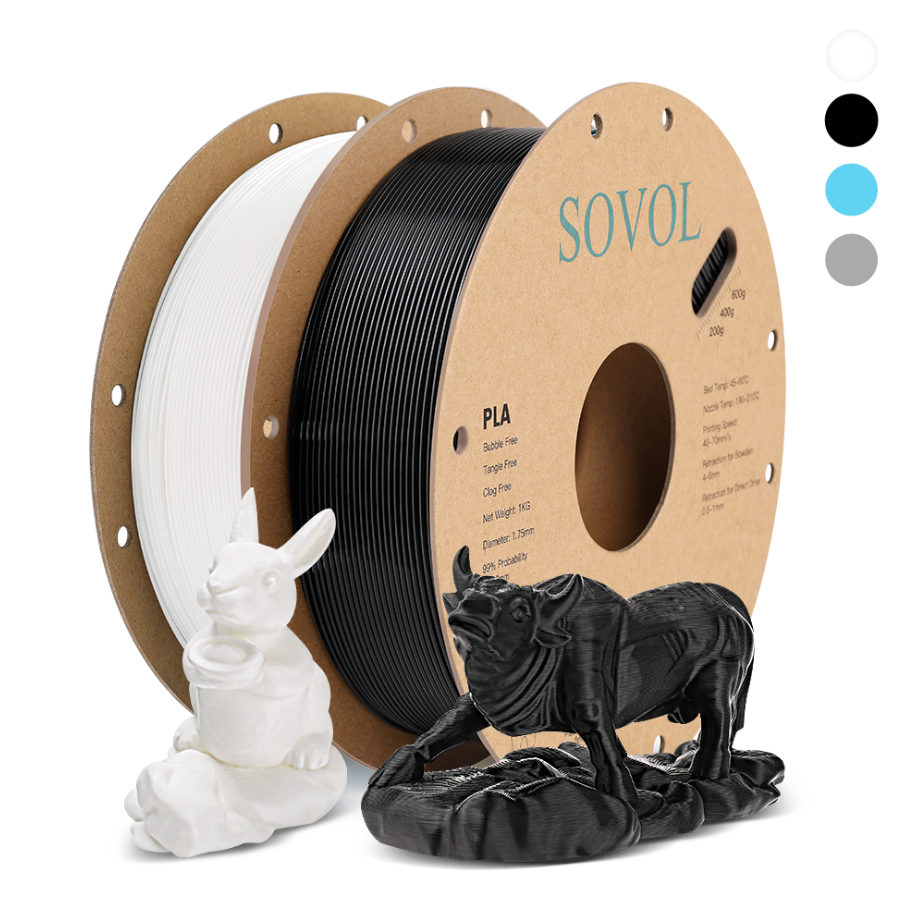 Sovol Black/White/Gray/Blue PLA 3D Printing Filament 2KG Cardboard Spool (4.4lbs)