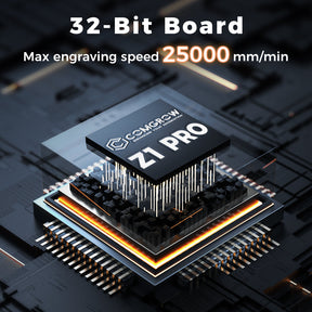 the max engraving speed of comgrow z1 pro is 25000mm/min thanks to 32-bit board