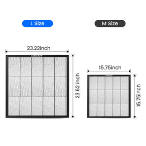 two sizes of Comgrow Magnetic Honeycomb Laser Panel,L size(23.22inch*23.62inch) and M size(15.75inch*15.75inch)