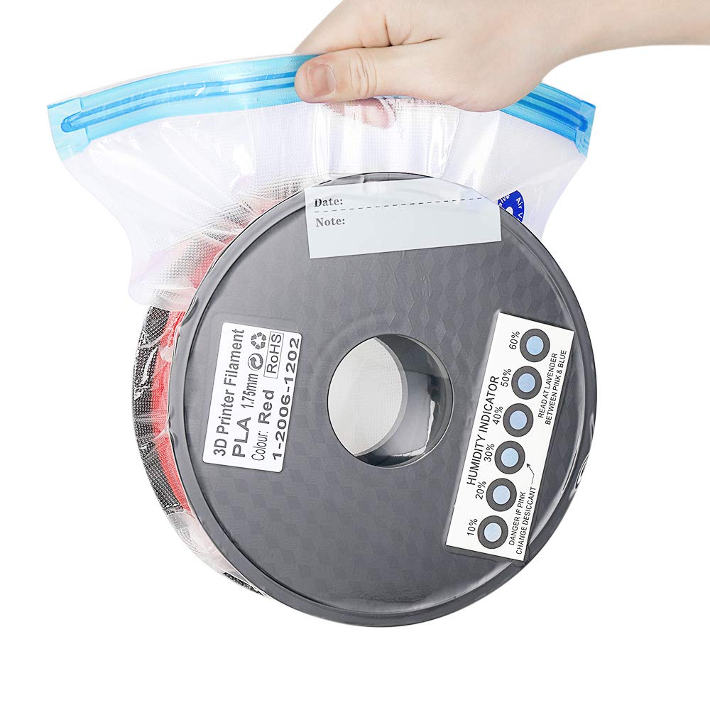 Sovol 3D Printer Filament Storage Kit Vacuum Sealed Bags, Vacuum Compression Storage Bags, Prevent and Monitor Moisture - 10 Bags with 1 Hand Pump, 10 Desiccant & 10 Humidity Indicator Cards