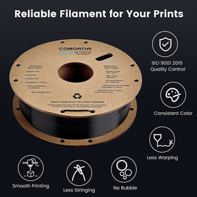 reliable filament for your printers,ISO quality control,consistent color,less warping,no bubble,less stringing,smooth printing