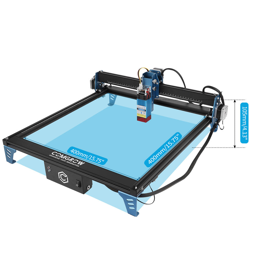 the accessible engraving area of comgrow z1 desktop laser engraver is 400mm*400mm*105mm