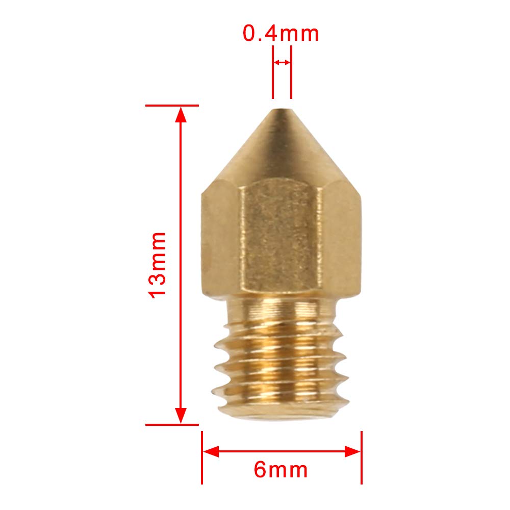 0.4mm MK8 Extruder Nozzle Exterior Dimension Drawing