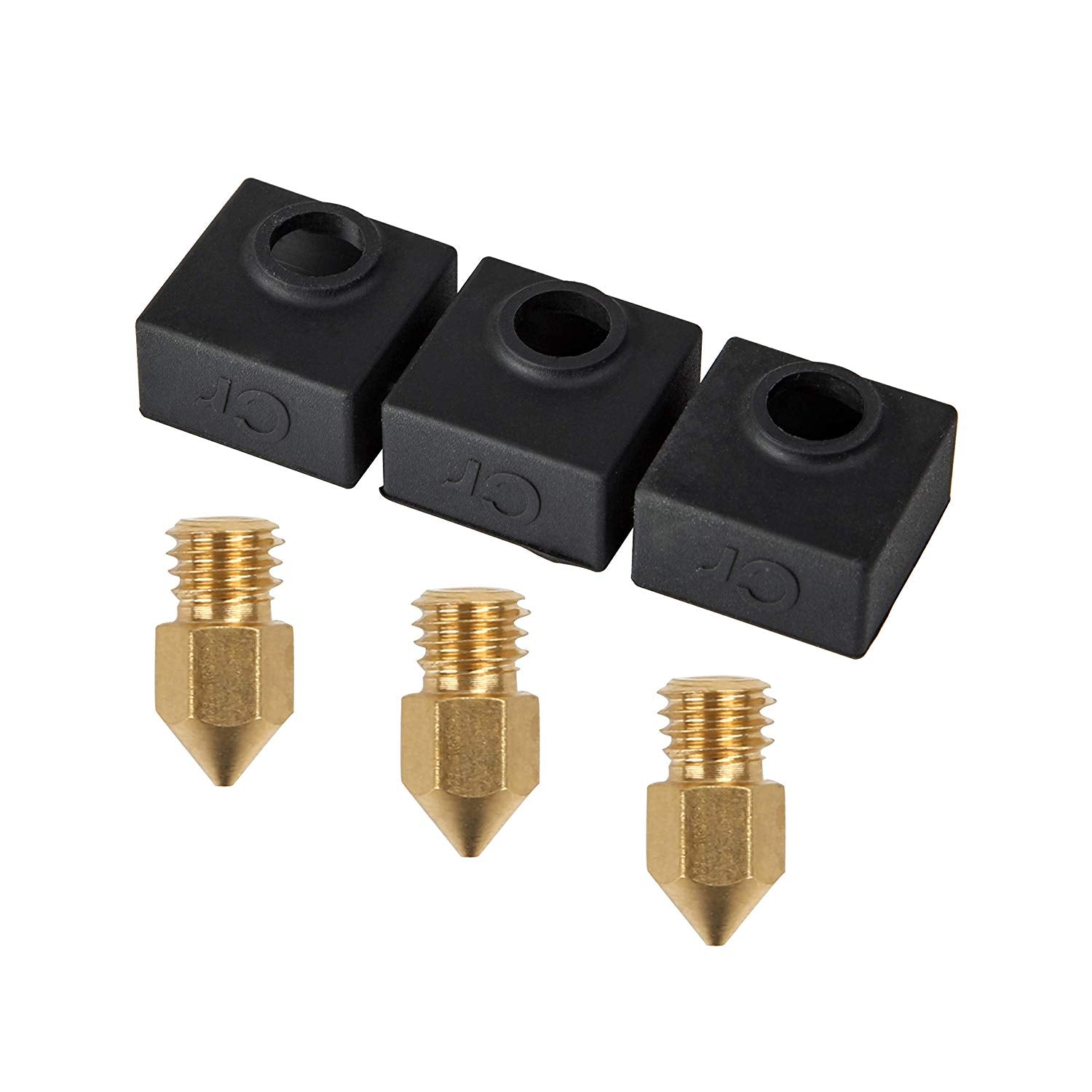 3Pcs MK8 Extruder Nozzle with Heater Block Silicone Cover